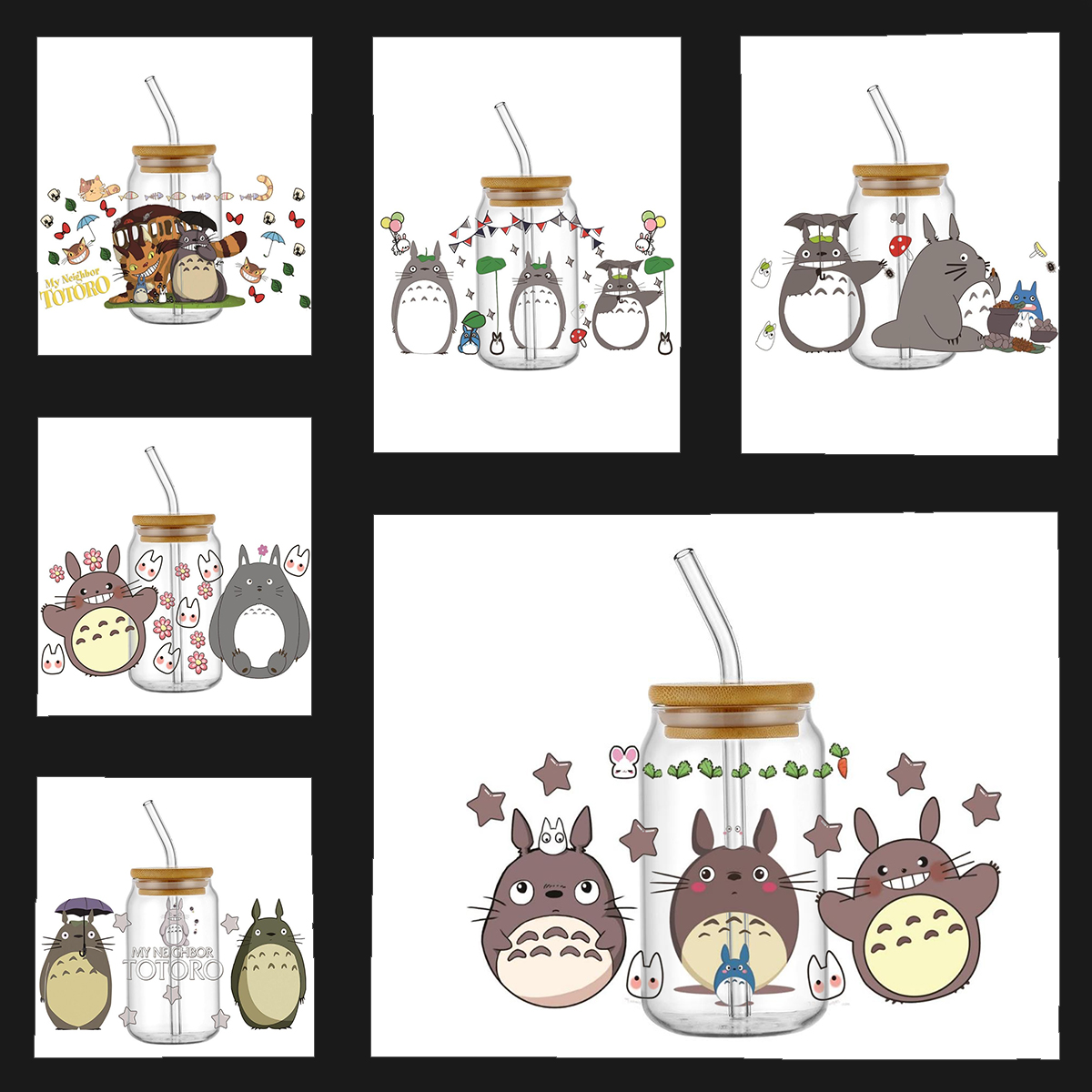 Home Decor Sticker - かわいい日本のアニメキャラクターカップ転写ステッカー 森の精霊アニメテーマ 簡単剥がせるDIYカップラップ ホームパーティーデコレーション用