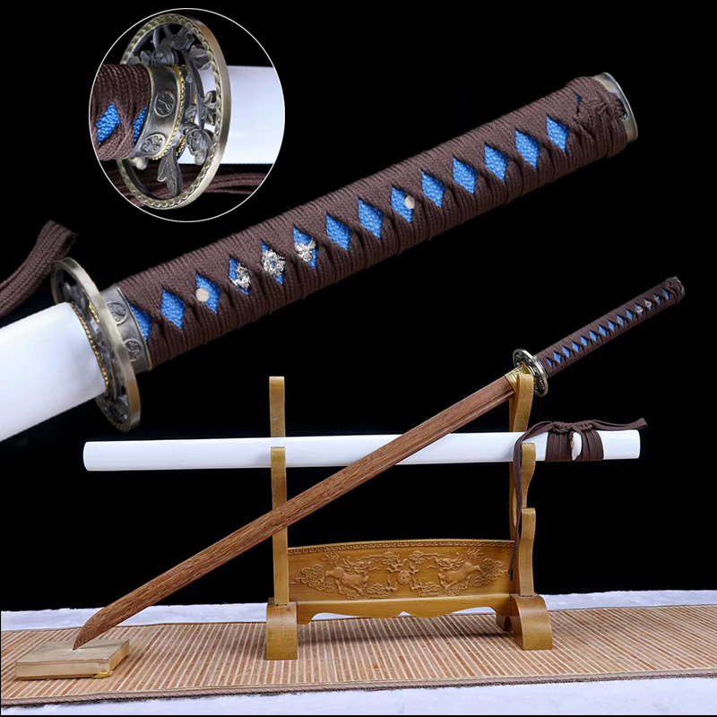 Home Decor Painting - カスタムトレーニングソード、家の装飾品、フルサイズ日本刀、ストレート忍者刀、金属製刀鞘、白色