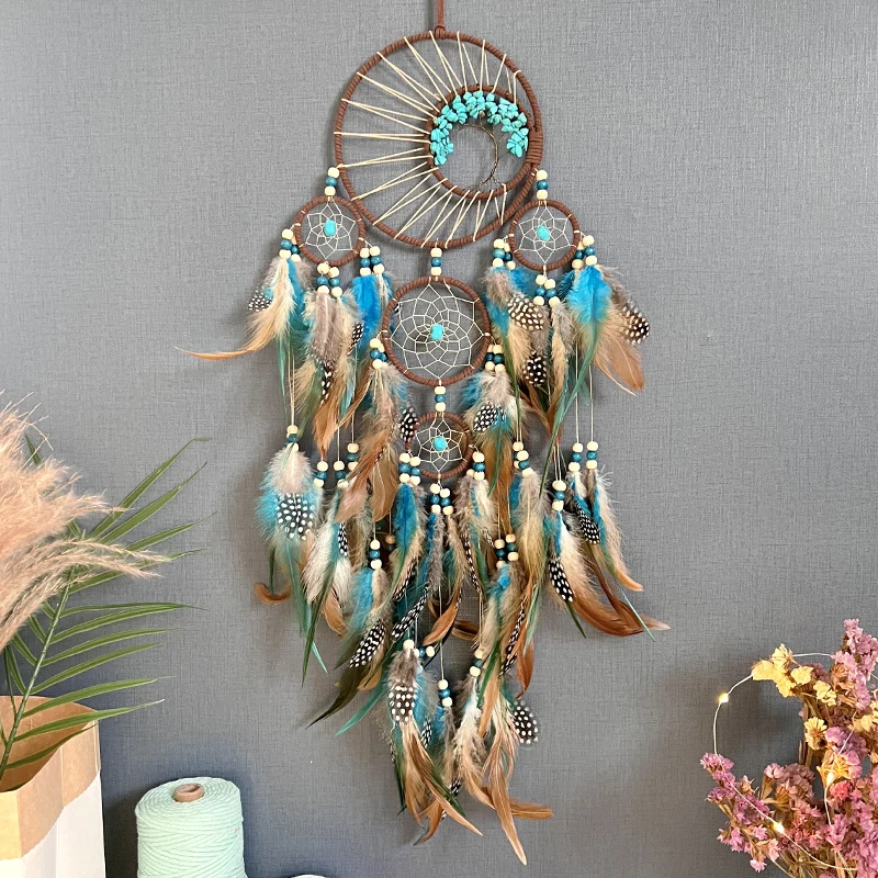 Home Decor Indonesia - ドリームキャッチャーヴィンテージ風鈴吊り飾り家の装飾インド天然石生命の木ドリームキャッチャー壁装飾
