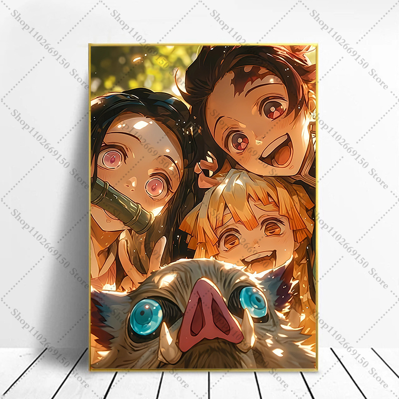 Home Decor Frames - アニメクリエイティブピクチャーホームデコレーションアクセサリー鬼滅の刃キャンバス（フレームなし）ウォールアート絵画装飾品誕生日プレゼント2026
