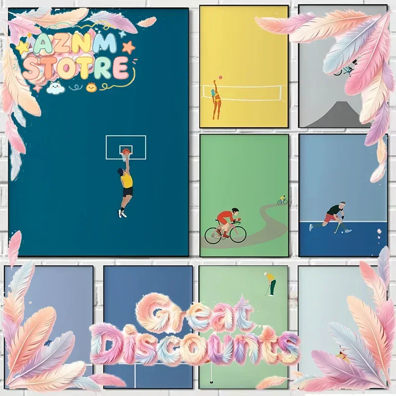 Home Decor Enthusiast - スポーツ愛好家イラストシリーズ テーマキャンバスプリント ファッション人気カラー 壁画 スタジオ ホームデコレーション絵画