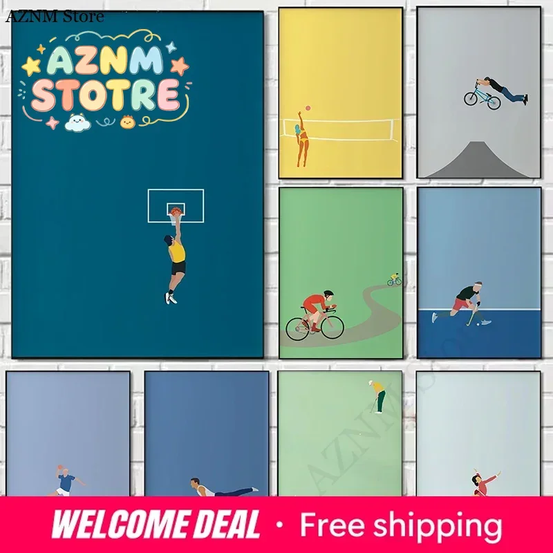 Home Decor Enthusiast - スポーツ愛好家イラストシリーズ テーマキャンバスプリント ファッション人気カラー 壁画 スタジオ ホームデコレーション絵画