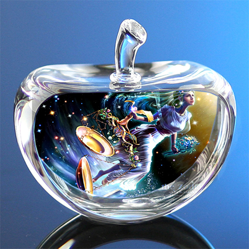Sand Art Picture - 80 ミリメートルクリスタル星座ガラス星座アップル文鎮誕生日プレゼント