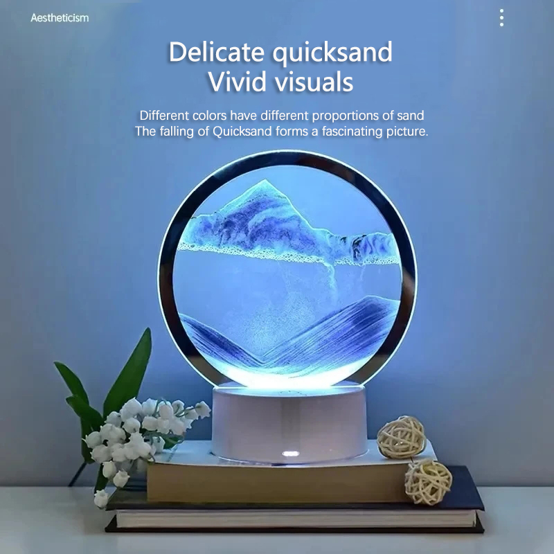 Sand Art Picture - LED 16色 3D砂景ランプ RGB砂時計ライト 流砂アートフレーム ナイトライト