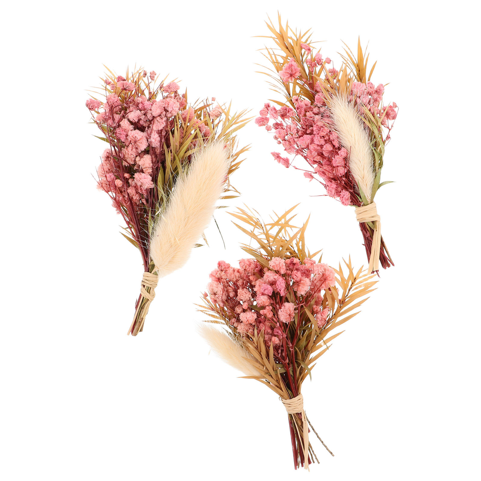 Dried Flower Bouquet - 3 個ミニドライフラワーブーケナチュラル小さなドライフラワーアレンジメント花瓶装飾コンパクトホームデコレーションドライフラワーセット