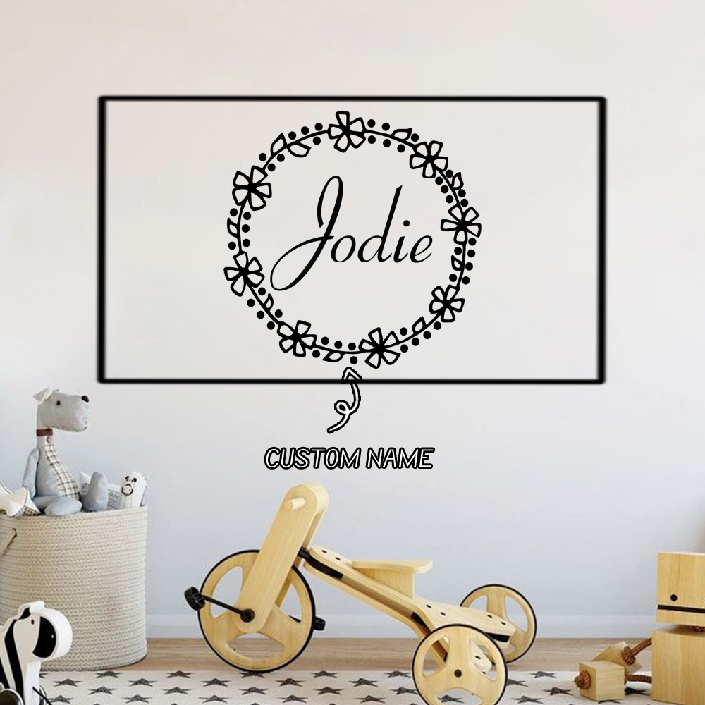 Home Decor Sticker - 1PC 素敵な花輪カスタムテキストホームデコレーションアクセサリーリビングルームの装飾背景壁アートデカール