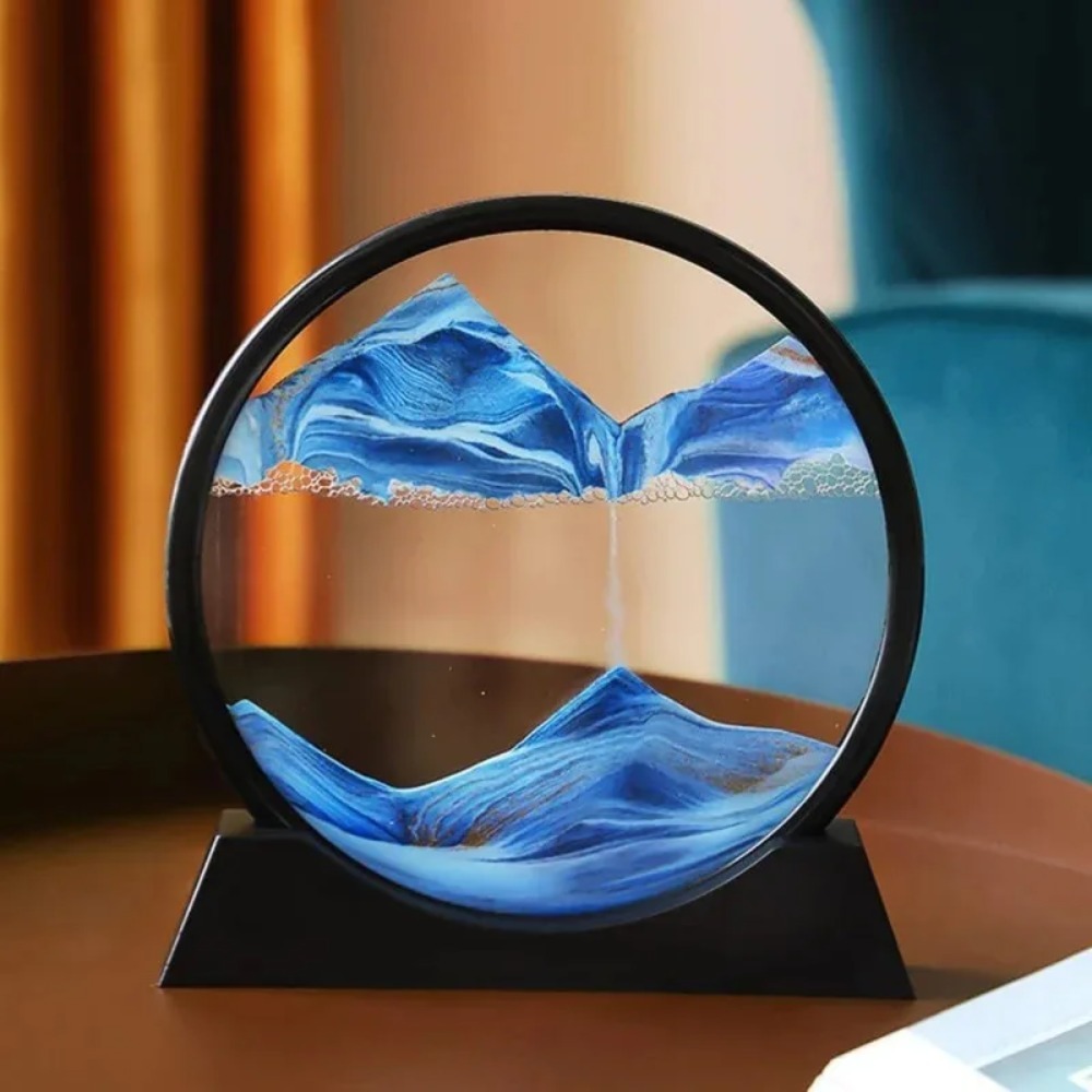 Sand Art Picture - 2028 3D砂時計クイックサンド動く砂絵ラウンドガラス深海砂景クラフト流れる絵画ホームオフィスワークデコレーション