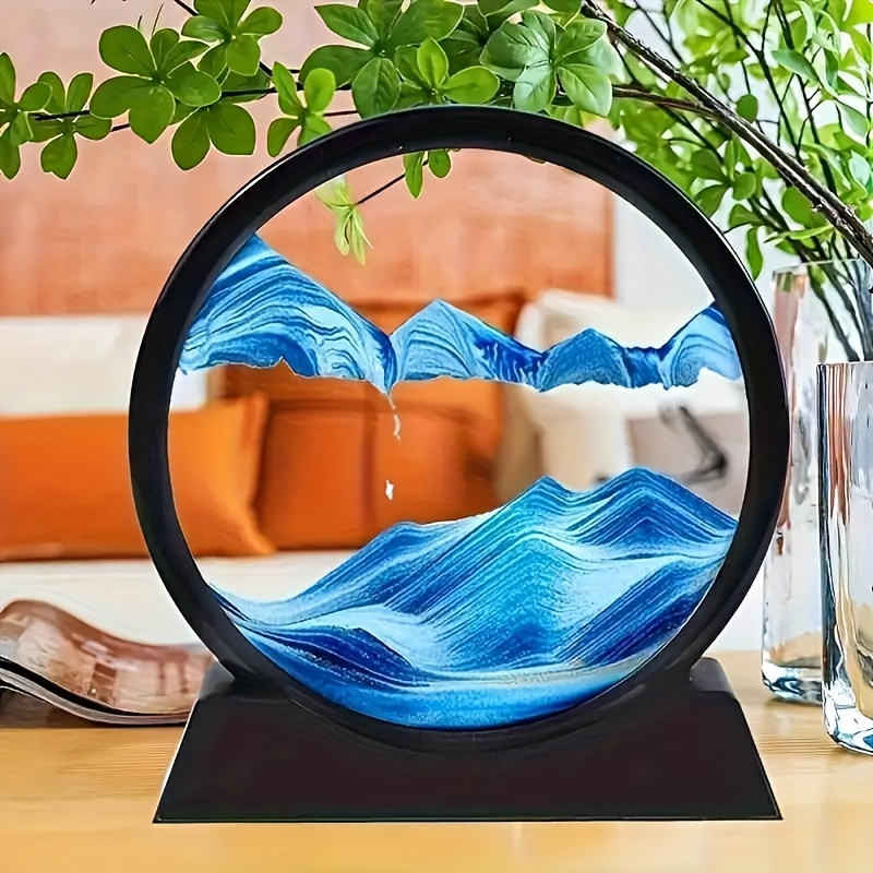 Sand Art Picture - 12インチ 3D砂時計 流砂アート 写真 丸型ガラス 深海砂景