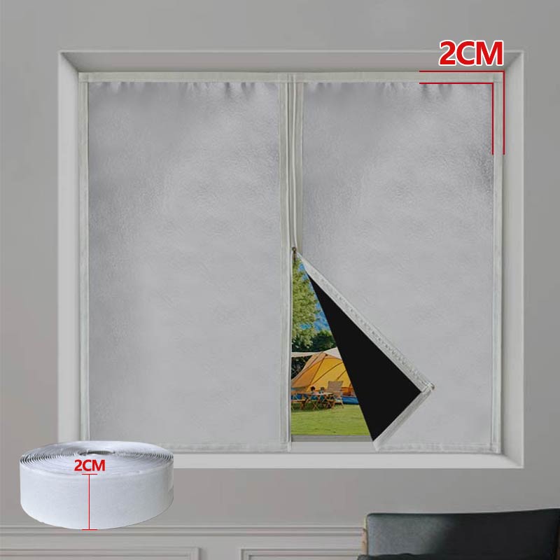 Blackout Curtains - カスタマイズ可能なジッパー式遮光カーテン、白い縁の粘着式窓カーテン、取り外し可能で洗濯可能、穴あけ不要の取り付け