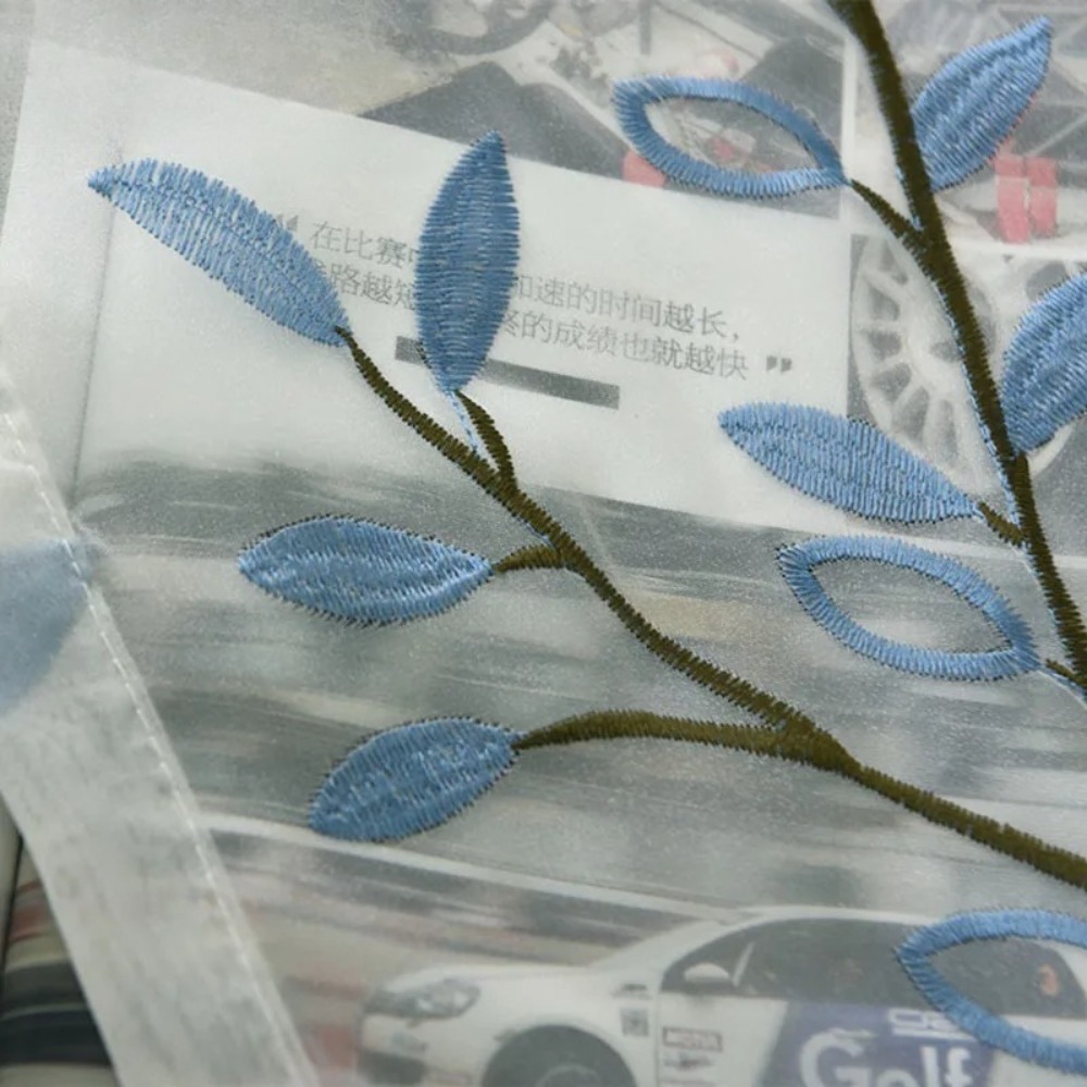 Home Decor Window Blinds - ブルーリーフ刺繍ボイルチュールカーテン用リビングルーム寝室薄手の窓スクリーニングドレープブラインド家の装飾