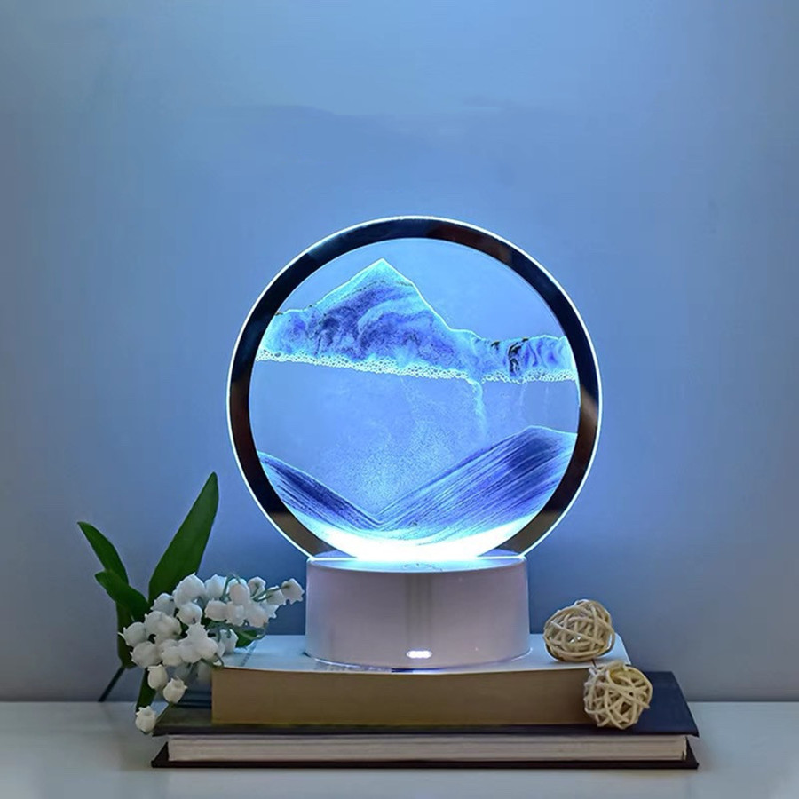 Sand Art Picture - LED 16色 3D砂景ランプ RGB砂時計ライト 動く砂アートフレーム ナイトライト