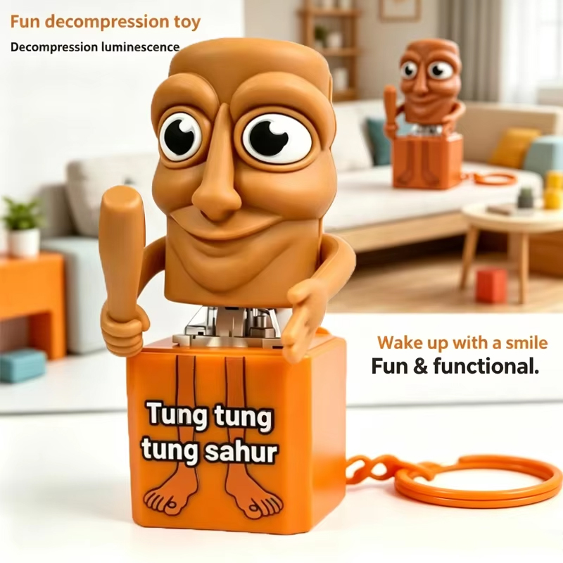 Home Decor Retailers - 新しいタンタンタンサハルキーホルダー木製スティックマンボタンキーホルダー発光ペンダントアニメ周辺おもちゃ家の装飾最高のギフト
