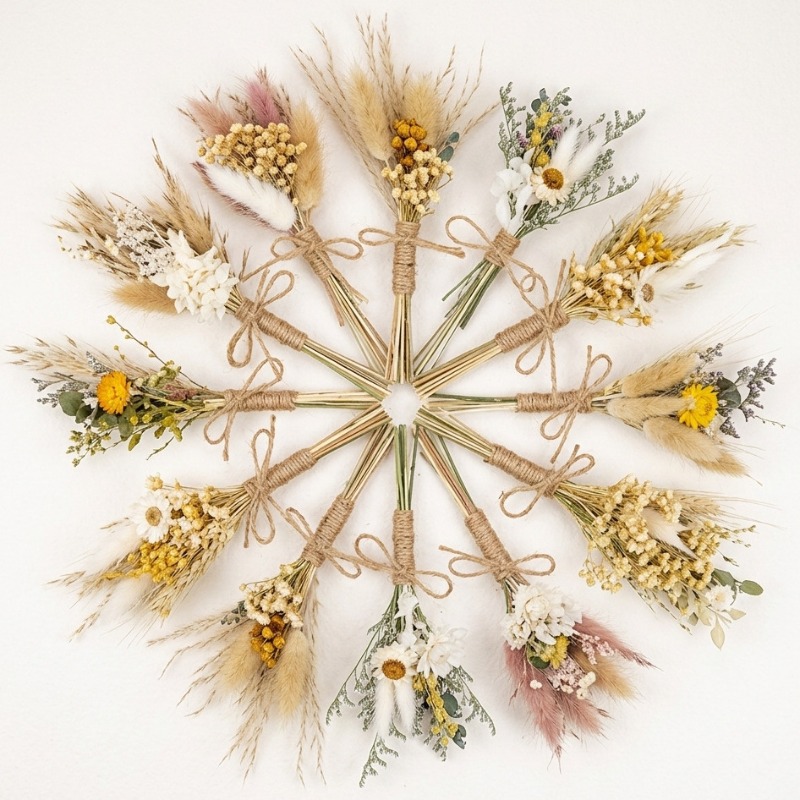 Dried Flower Bouquet - ミニドライフラワーブーケ 天然保存花 ホームテーブルデコレーション ウェディングパーティーの記念品 ギフト 記念品