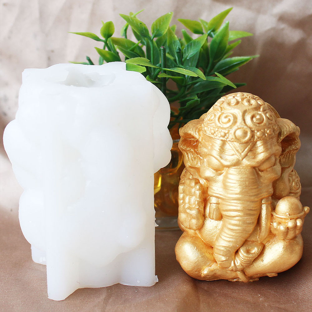 Home Decor Indonesia - ホット3Dタイインドのガネーシャ、富の神、石膏オーナメントキャンドルシリコンモールド、家の装飾、神、家族の守護神