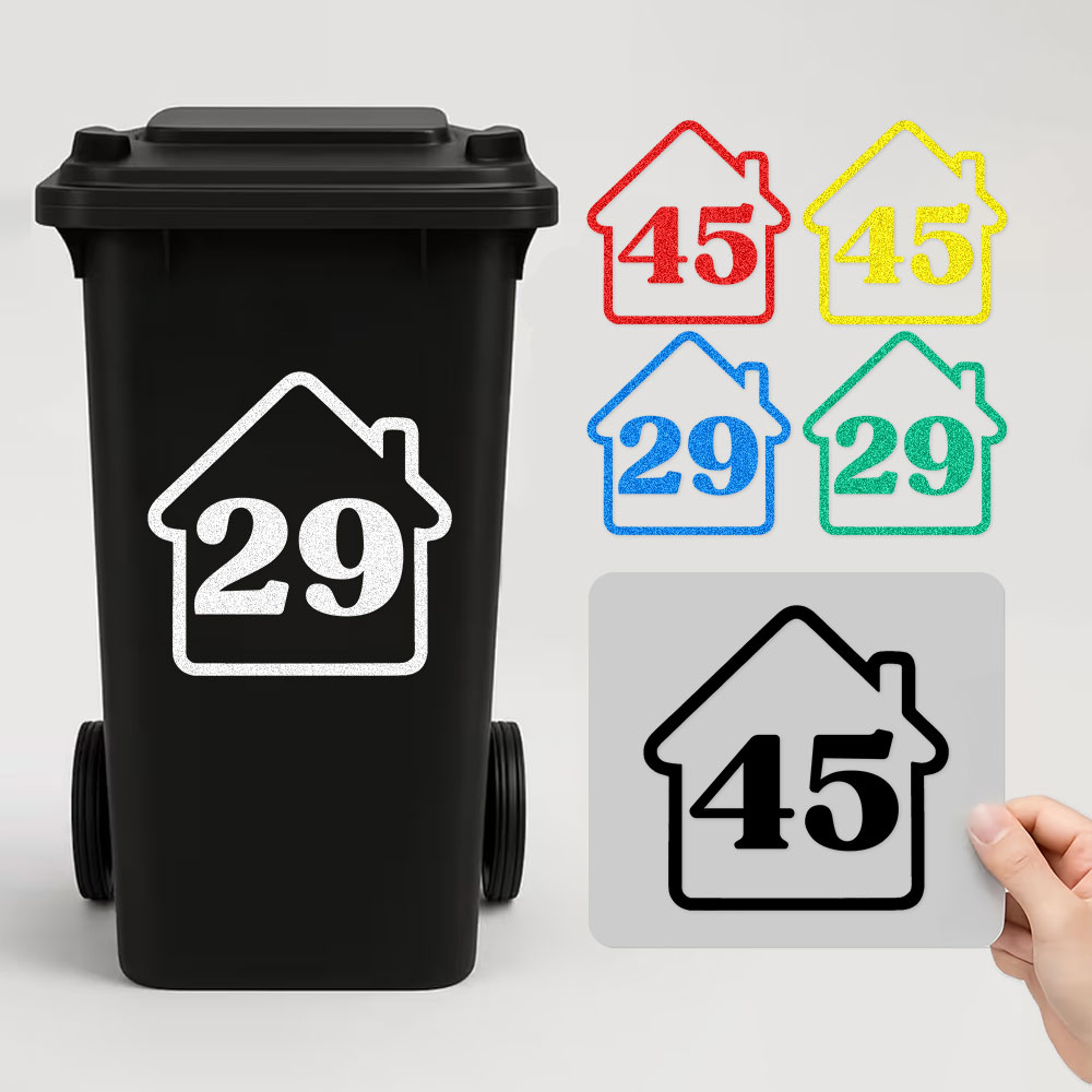 Home Decor Sticker - 3 個カスタム反射ゴミ箱家番号ステッカーパーソナライズされた防水ビニールステッカー新しい家の装飾高さ 20/25 センチメートル