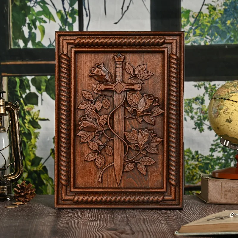 ヴィンテージ無垢材彫刻ローズと剣の壁掛けフォトフレーム、家の - Home Decor Frames のレビューと価格