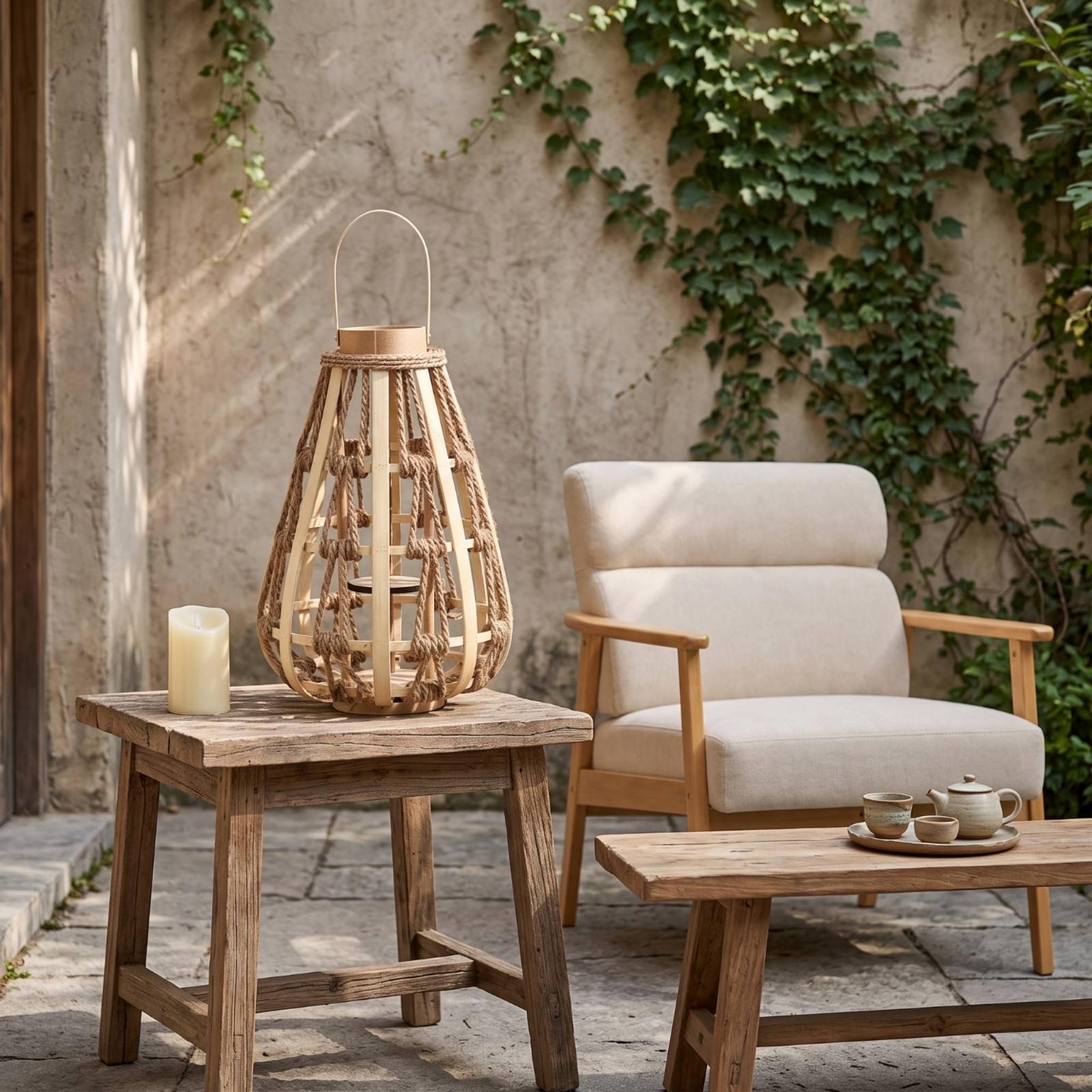 天然木ロープランタンキャンドルホルダー 手作りの涙型デザイン - Home Decor Frames のレビューと価格