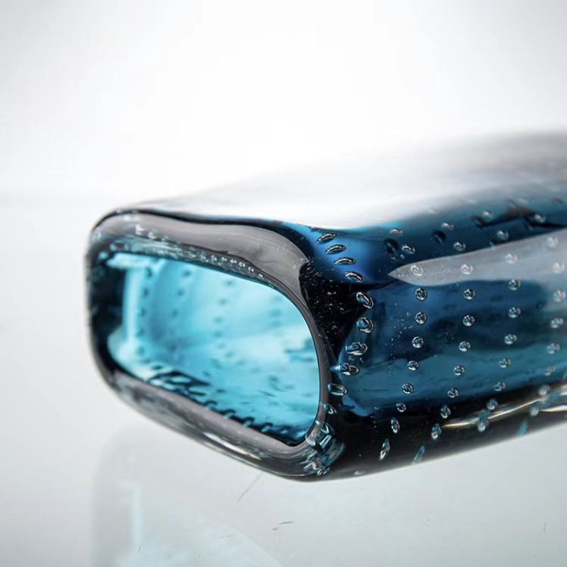 ガラス花瓶ブルー透明二層ガラスボトル幾何学的なバブルウェーブ - Terrarium Glass Bottle のレビューと価格