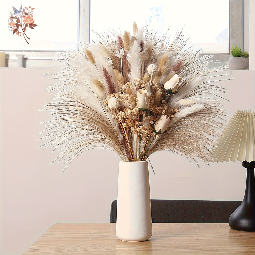 80個入り人工ドライフラワーブーケ、インテリアホームテーブル - Dried Flower Bouquet のレビューと価格