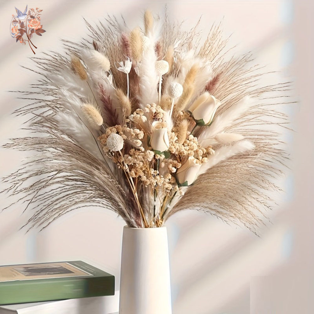 80個入り人工ドライフラワーブーケ、インテリアホームテーブル - Dried Flower Bouquet のレビューと価格