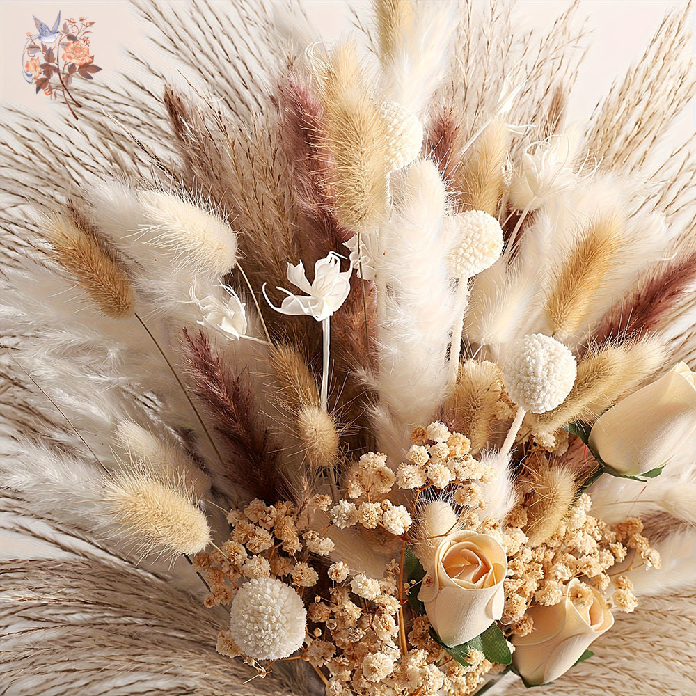 80個入り人工ドライフラワーブーケ、インテリアホームテーブル - Dried Flower Bouquet のレビューと価格
