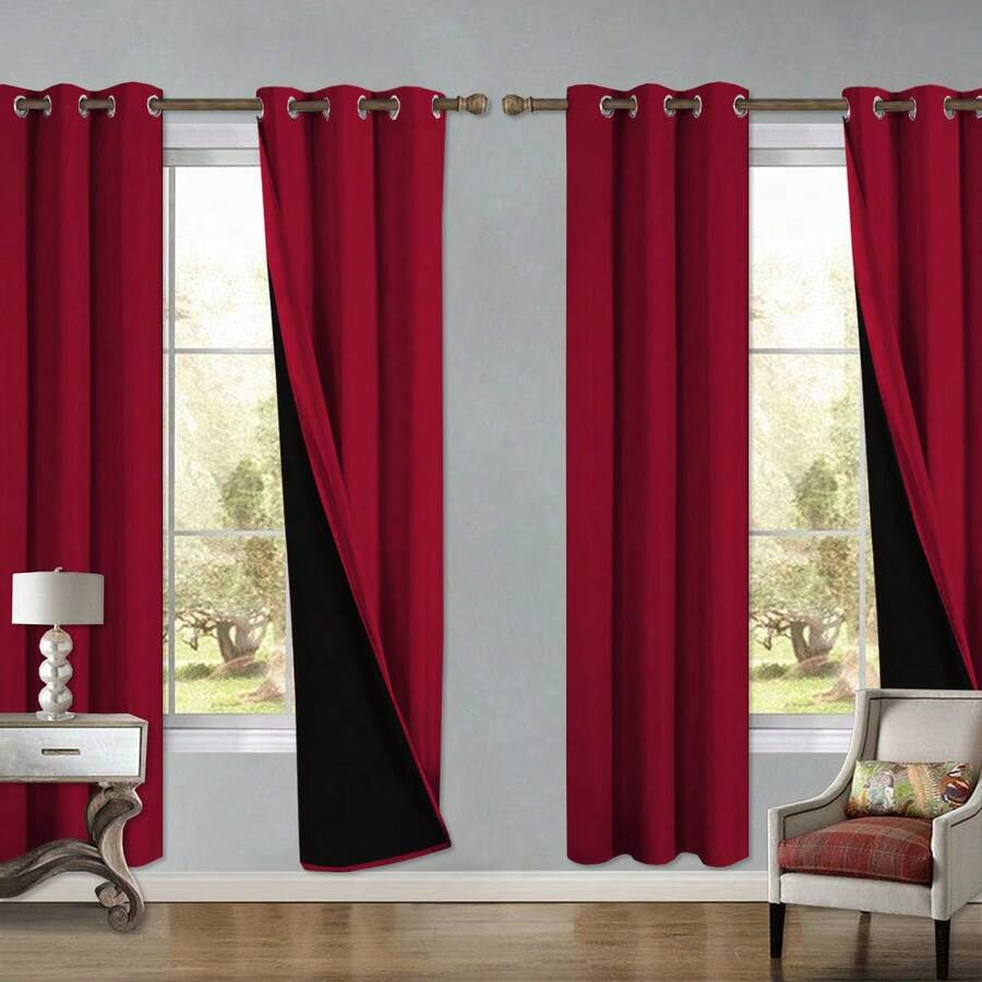 4枚パネル100%遮光カーテン、グロメットトップマウント、日 - Blackout Curtains のレビューと価格
