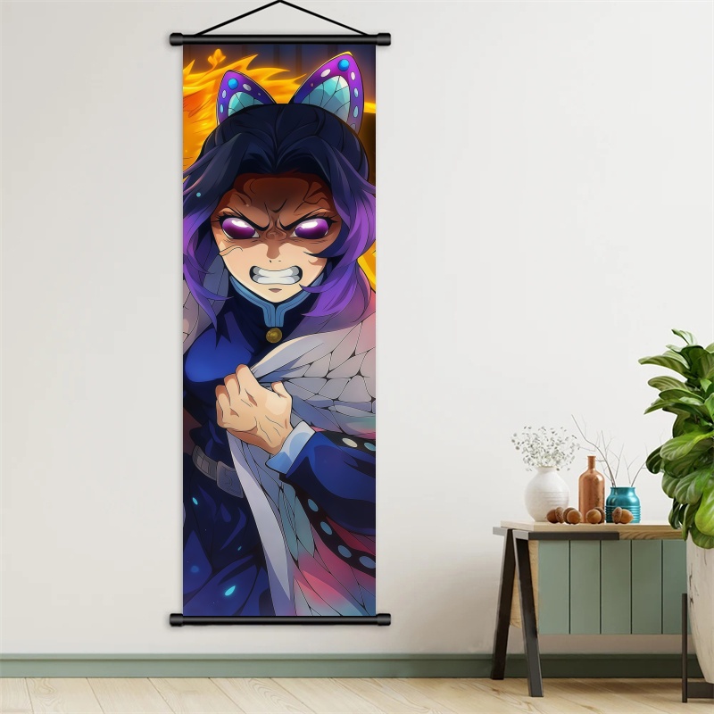 胡蝶しのぶ デーモンスレイヤーアートファブリック掛け軸、アニ - Home Decor Painting のレビューと価格