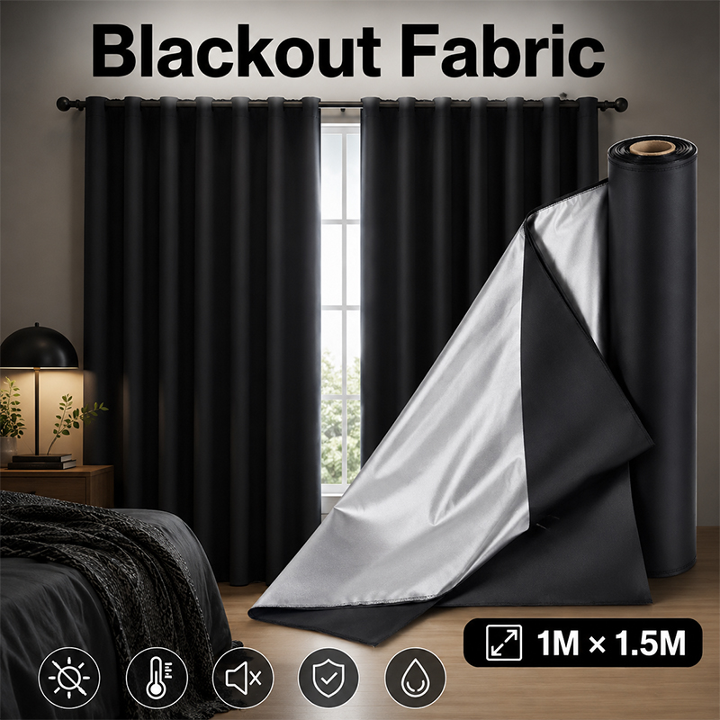 1 メートル黒銀コーティングされた遮光生地断熱不透明布研究室 - Blackout Curtains のレビューと価格
