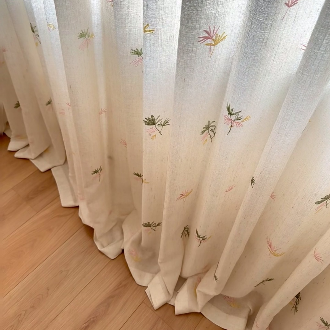 ソフトパステルボタニカルステッチ仕切りシアーカーテン装飾生地 - Home Decor Window Blinds のレビューと価格