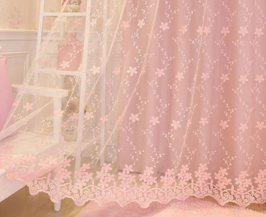 1PC 韓国ピンク薄手のプリンセスカーテン女の子子供用リビン - Home Decor Window Blinds のレビューと価格