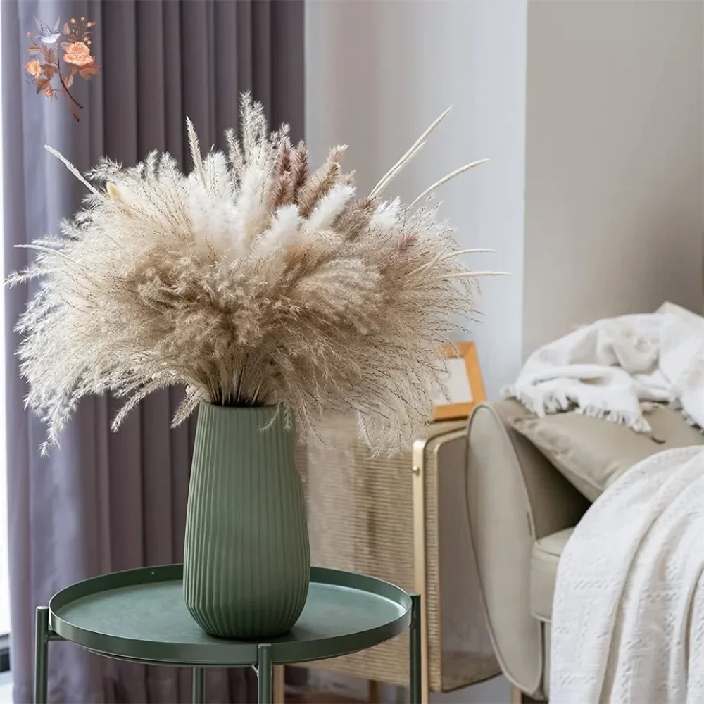 88本の天然ふわふわドライパンパスグラス装飾花束、北欧風ホー - Dried Flower Bouquet のレビューと価格