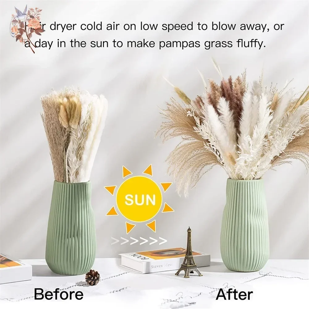 88本の天然ふわふわドライパンパスグラス装飾花束、北欧風ホー - Dried Flower Bouquet のレビューと価格