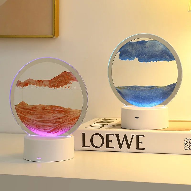 LED 16色 3D砂景ランプ RGB砂時計ライト 流砂アー - Sand Art Picture のレビューと価格