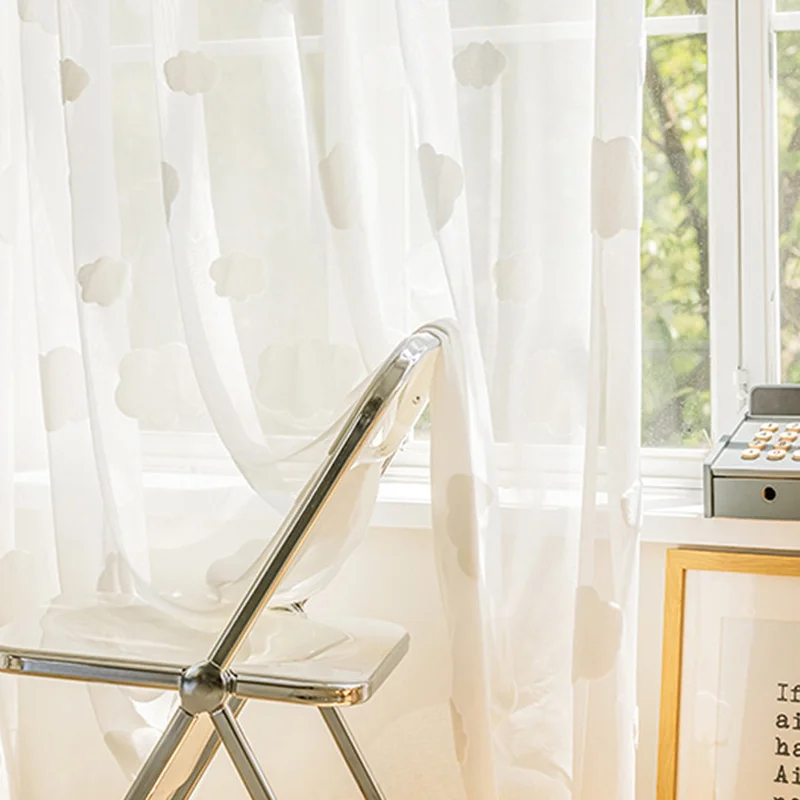 ホワイトクラウドパターン シアーカーテン 子供部屋用 かわい - Home Decor Window Blinds のレビューと価格