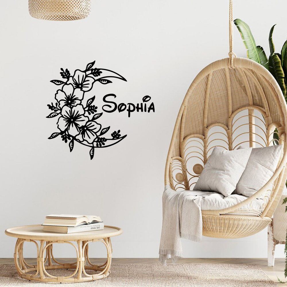 1PC クリエイティブムーンフラワーカスタマイズ可能な名前ホ - Home Decor Sticker のレビューと価格