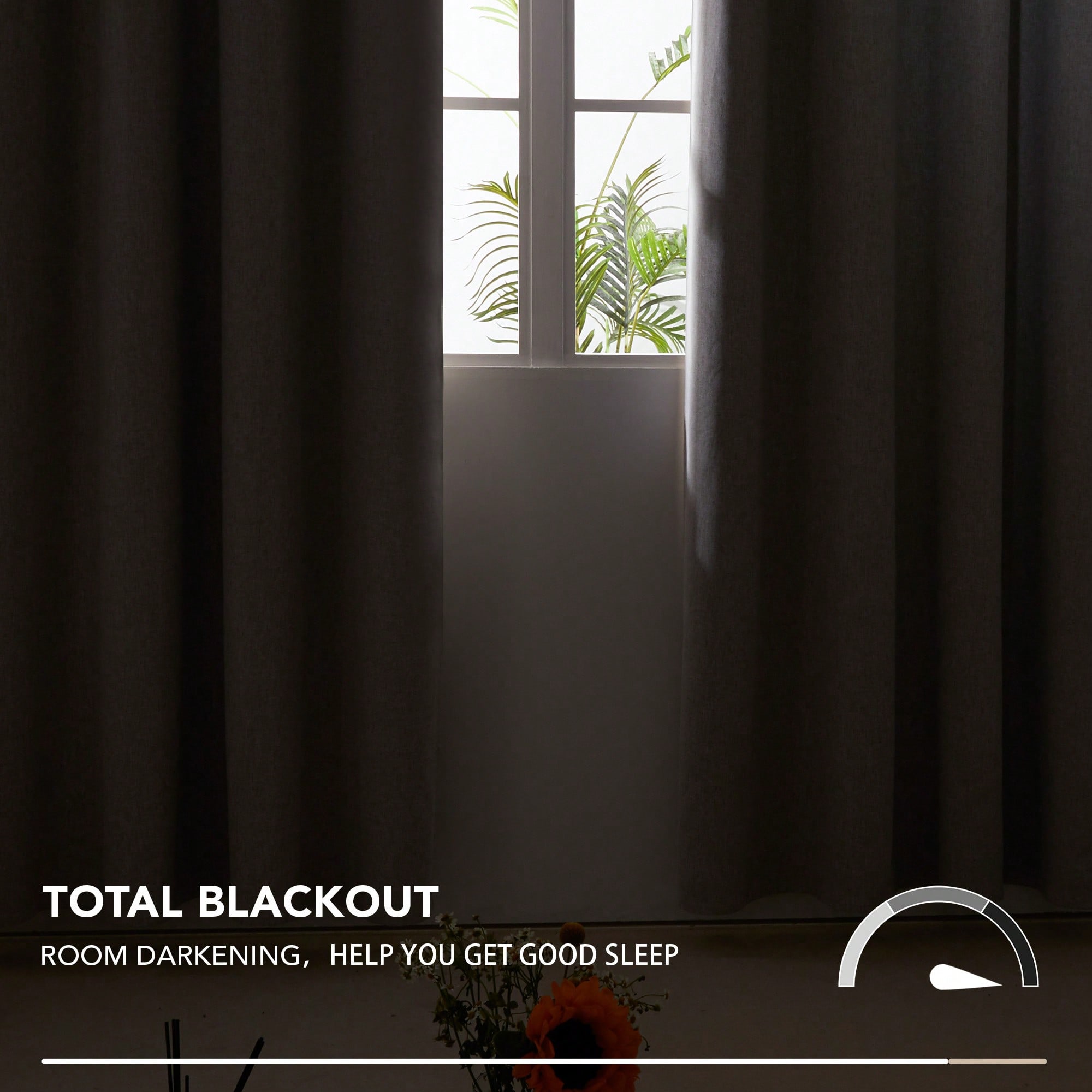 2枚組完全遮光カーテン フェイクリネン素材 寝室＆リビングル - Blackout Curtains のレビューと価格