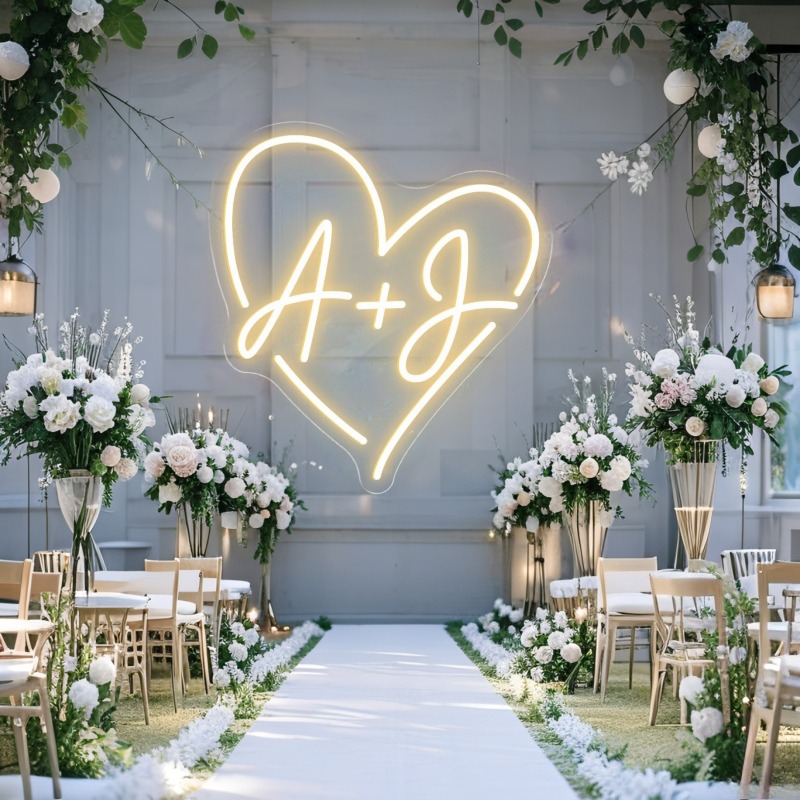 カスタムイニシャルハートLEDネオンサイン、結婚式パーティー - Home Christmas Decor のレビューと価格