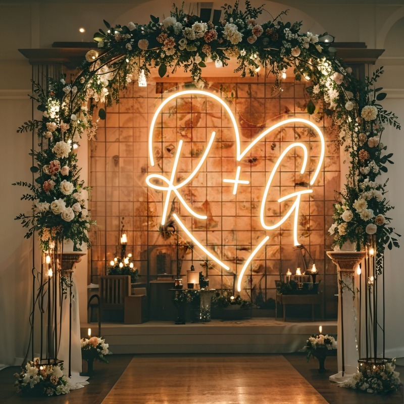 カスタムイニシャルハートLEDネオンサイン、結婚式パーティー - Home Christmas Decor のレビューと価格