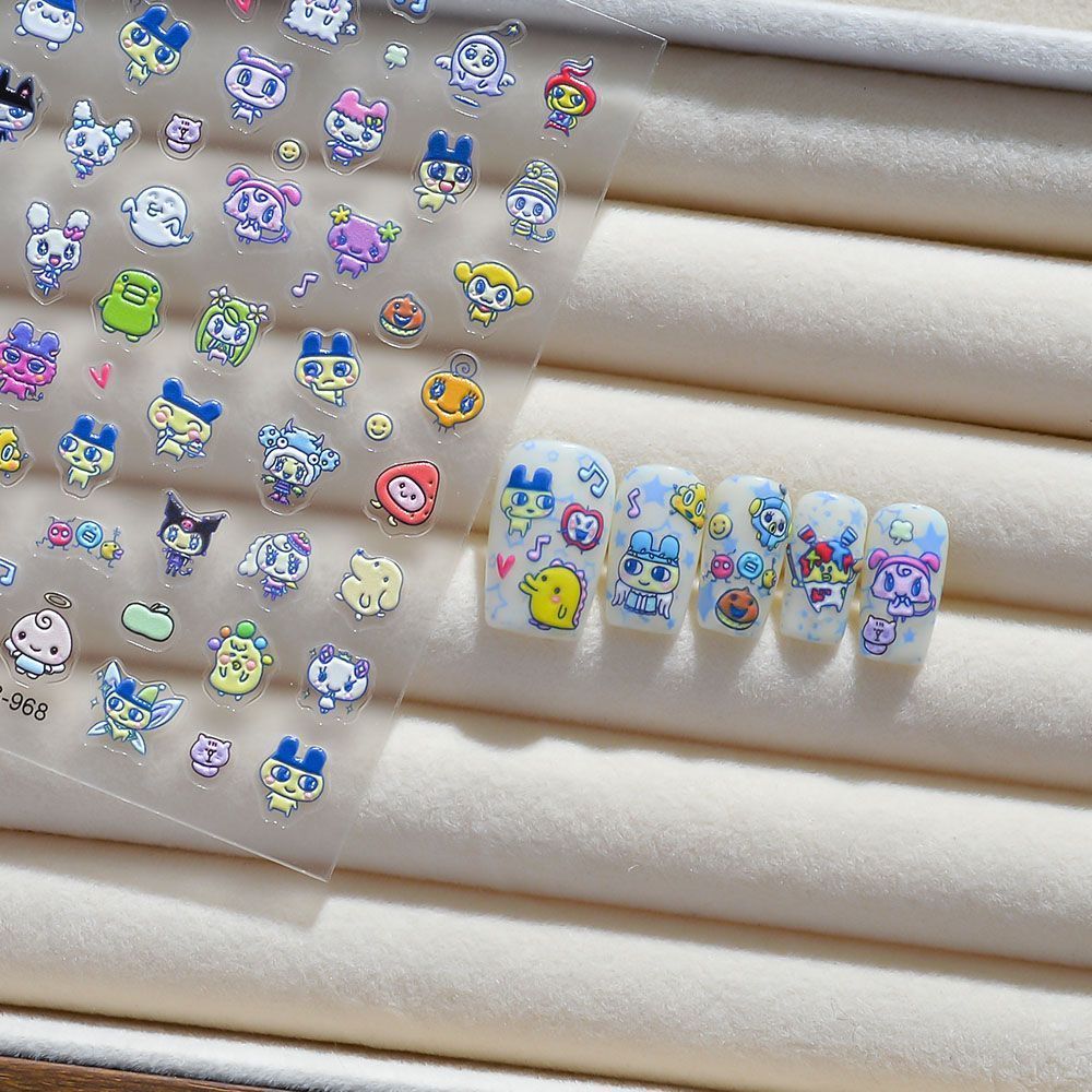 たまごっち風3Dエンボス加工ネイルアートステッカー キャラク - Home Decor Sticker のレビューと価格