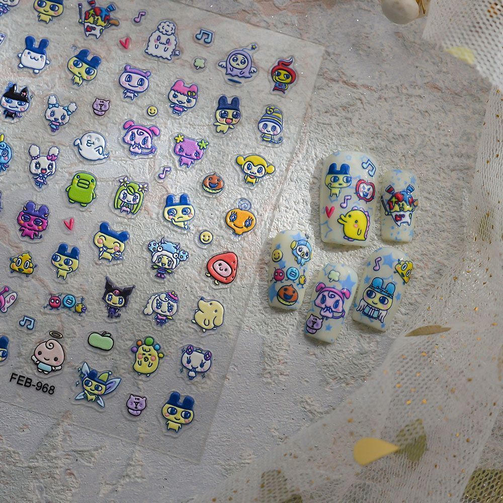 たまごっち風3Dエンボス加工ネイルアートステッカー キャラク - Home Decor Sticker のレビューと価格