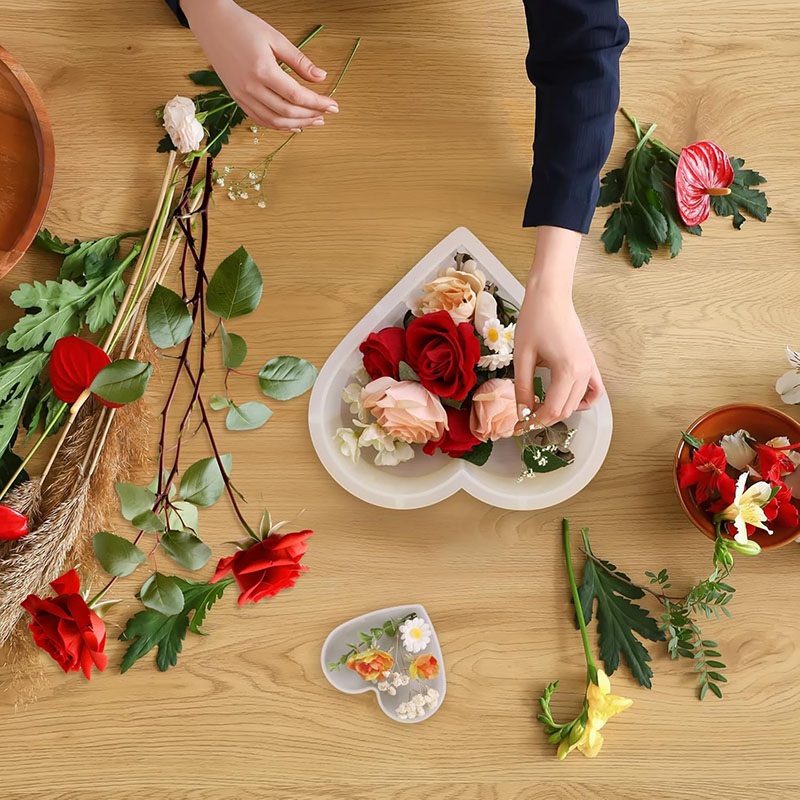 大きなハートエポキシ樹脂型花の保存 DIY ブックエンドウェ - Dried Flower Bouquet のレビューと価格
