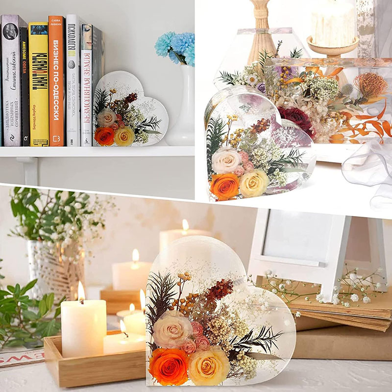 大きなハートエポキシ樹脂型花の保存 DIY ブックエンドウェ - Dried Flower Bouquet のレビューと価格