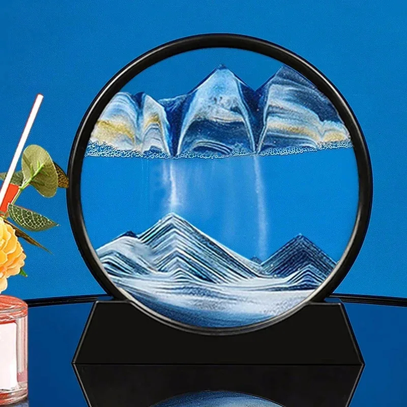 3D動く砂絵の具ラウンドガラス深海砂景砂時計流砂工芸品流れる - Sand Art Picture のレビューと価格
