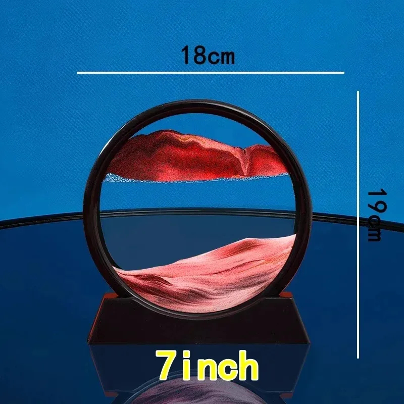 3D動く砂絵の具ラウンドガラス深海砂景砂時計流砂工芸品流れる - Sand Art Picture のレビューと価格