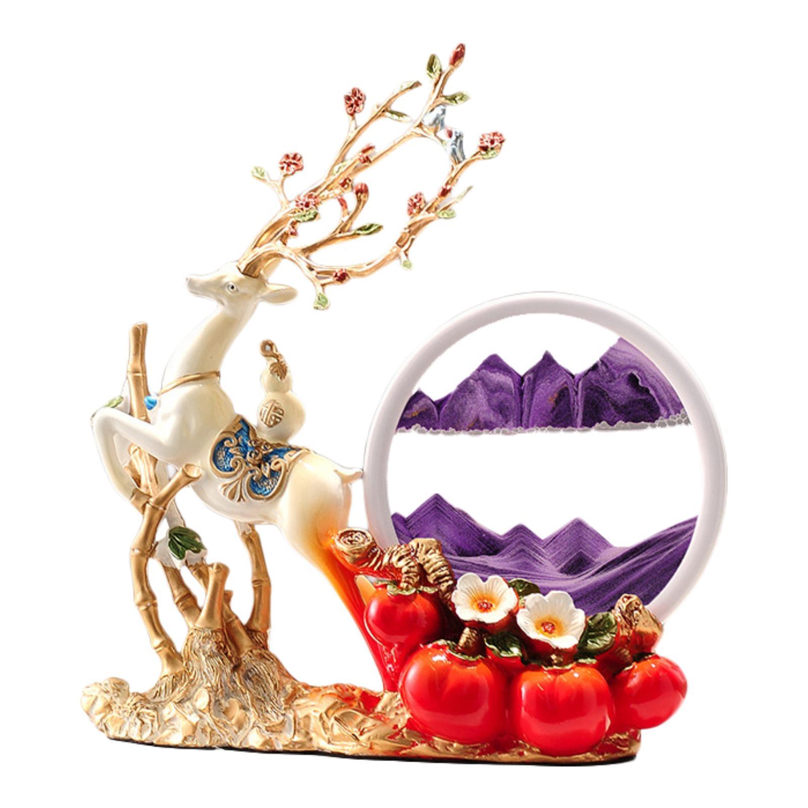 装飾鹿の置物樹脂オーナメント本棚デスクトップ寝室用 - Sand Art Picture のレビューと価格