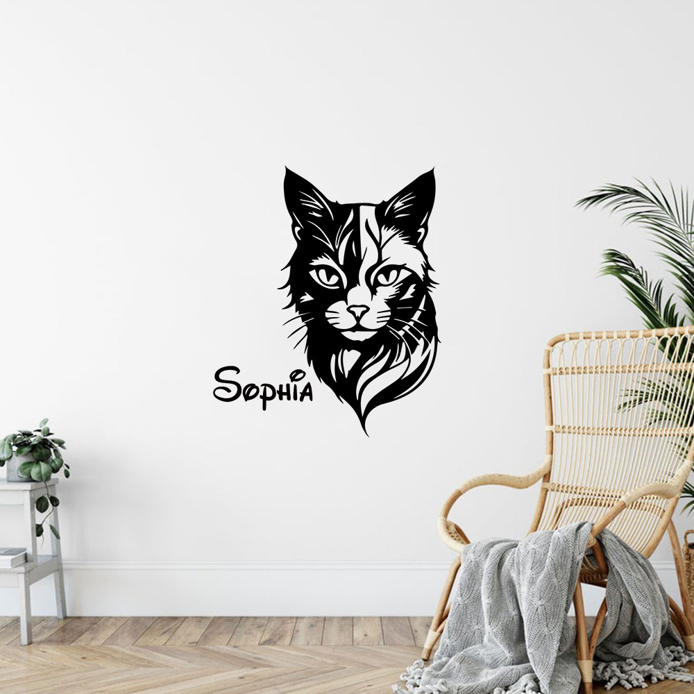 1PC かわいい猫パーソナライズされた名前ウォールアートデカ - Home Decor Sticker のレビューと価格