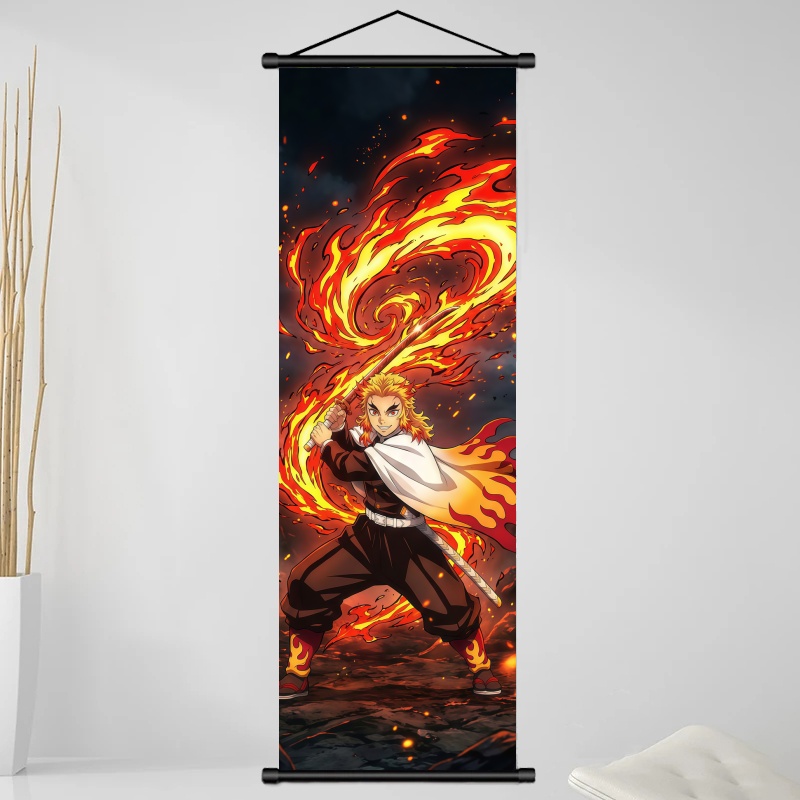 鬼滅の刃 煉獄杏寿郎 HDプリントアニメ生地ウォールアートス - Home Decor Painting のレビューと価格