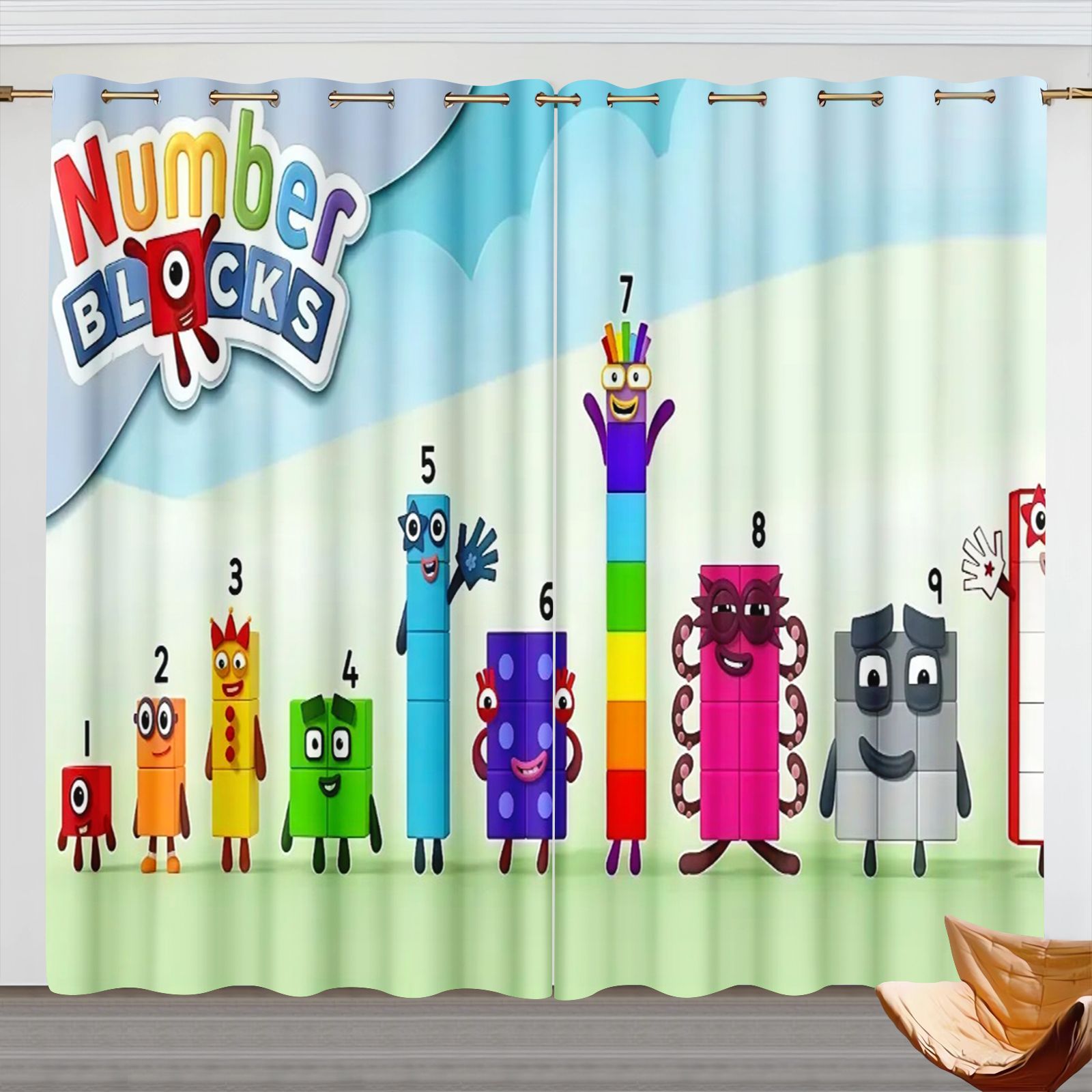 ナンバーブロック漫画カーテン、子供部屋遮光カーテン、3Dデジ - Blackout Curtains のレビューと価格