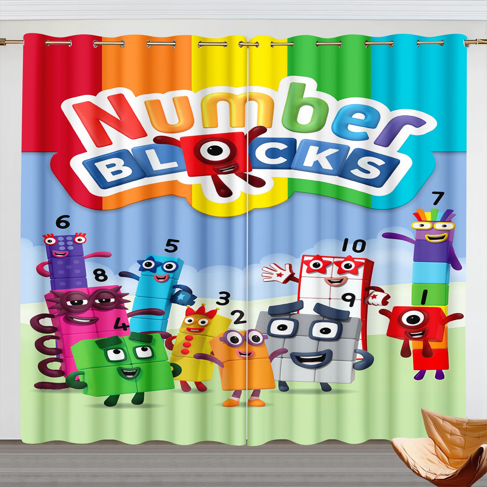 ナンバーブロック漫画カーテン、子供部屋遮光カーテン、3Dデジ - Blackout Curtains のレビューと価格