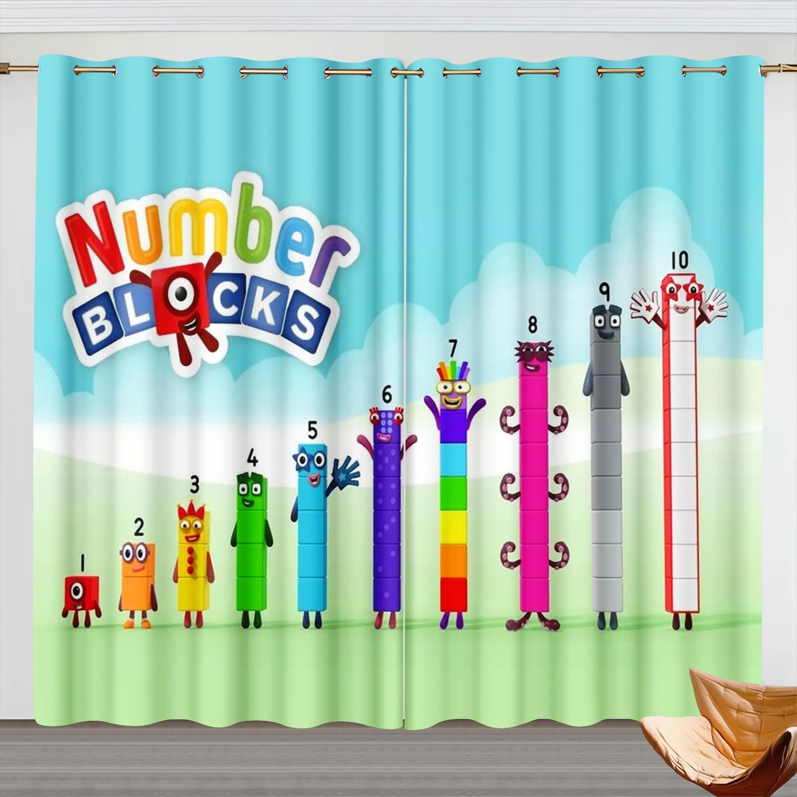 ナンバーブロック漫画カーテン、子供部屋遮光カーテン、3Dデジ - Blackout Curtains のレビューと価格